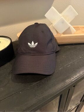 adidas Black Trefoil Cap with White Logo